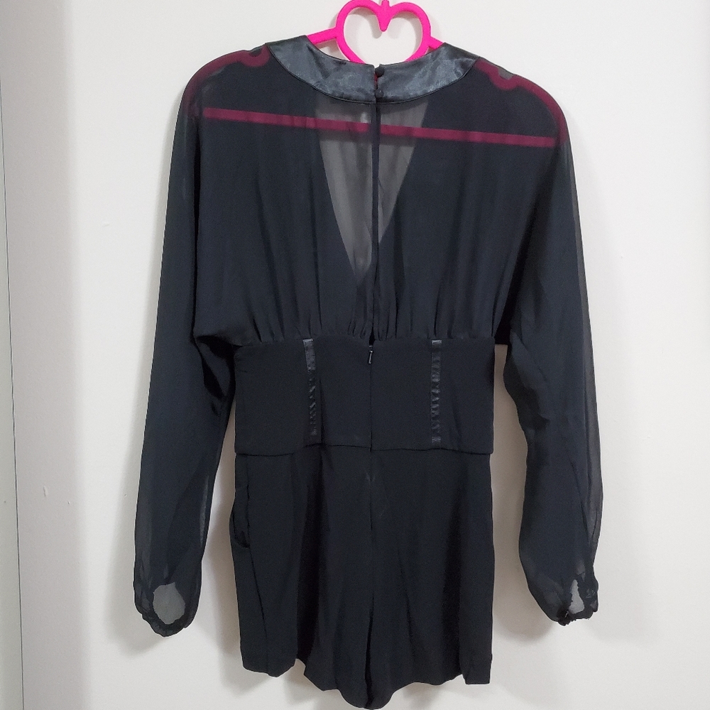 BEBE Black Romper - Mesh and Satin - Picture 6 of 8